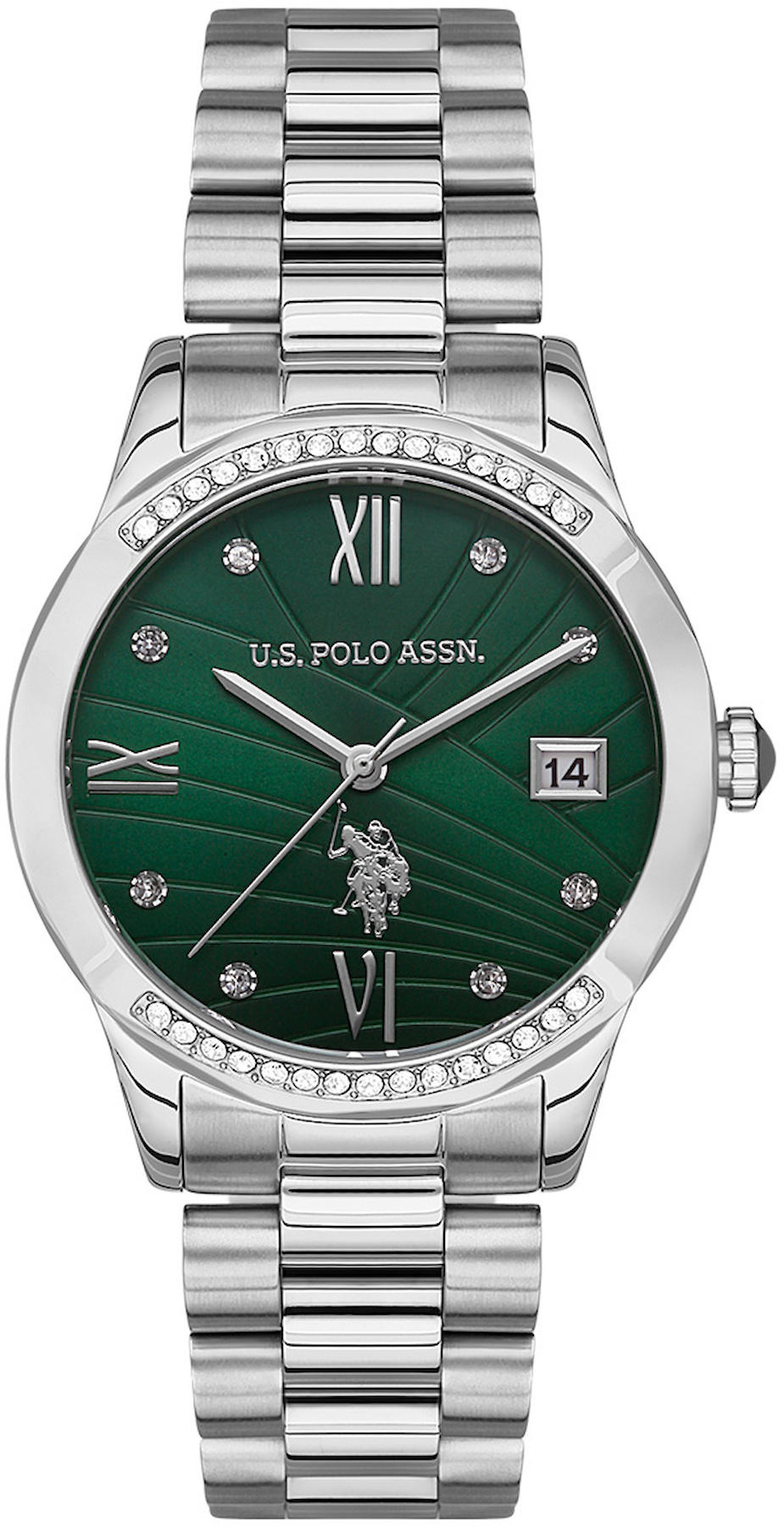 U.S. Polo Assn USPA2059-01 Takvimli 36 mm Gri Çelik Kordon Analog Kadın Kol Saati