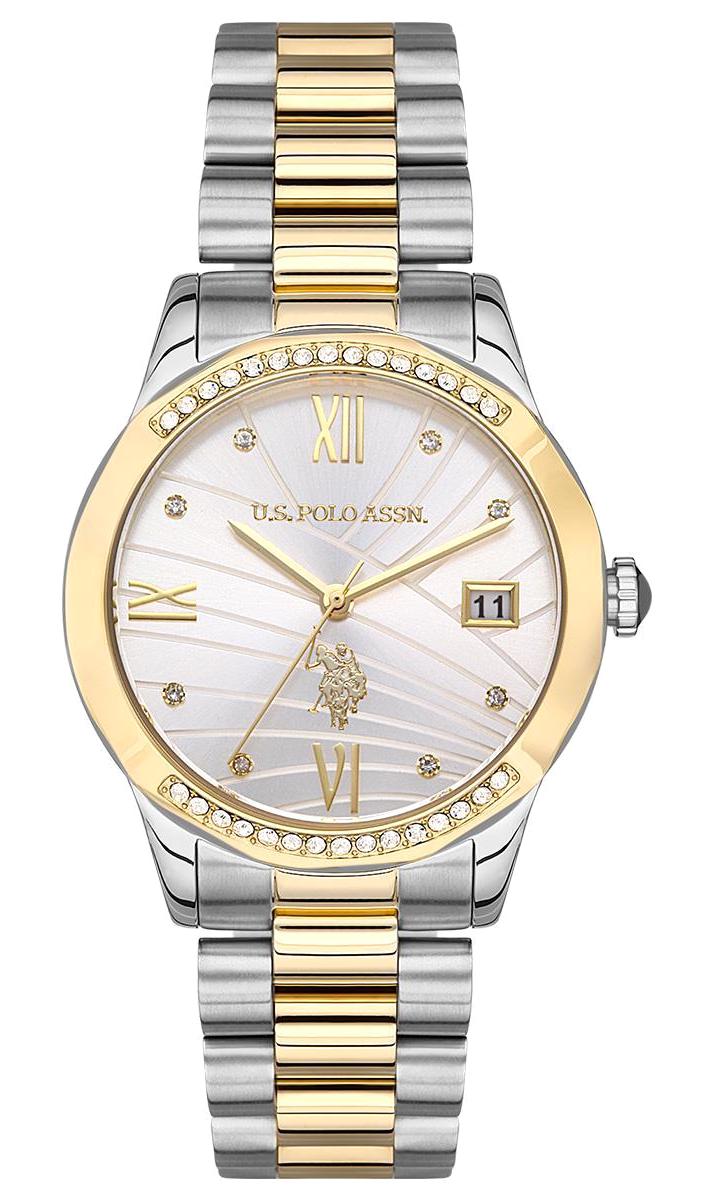 U.S. Polo Assn USPA2059-03 Takvimli 36 mm Altın-Gri Çelik Kordon Analog Kadın Kol Saati