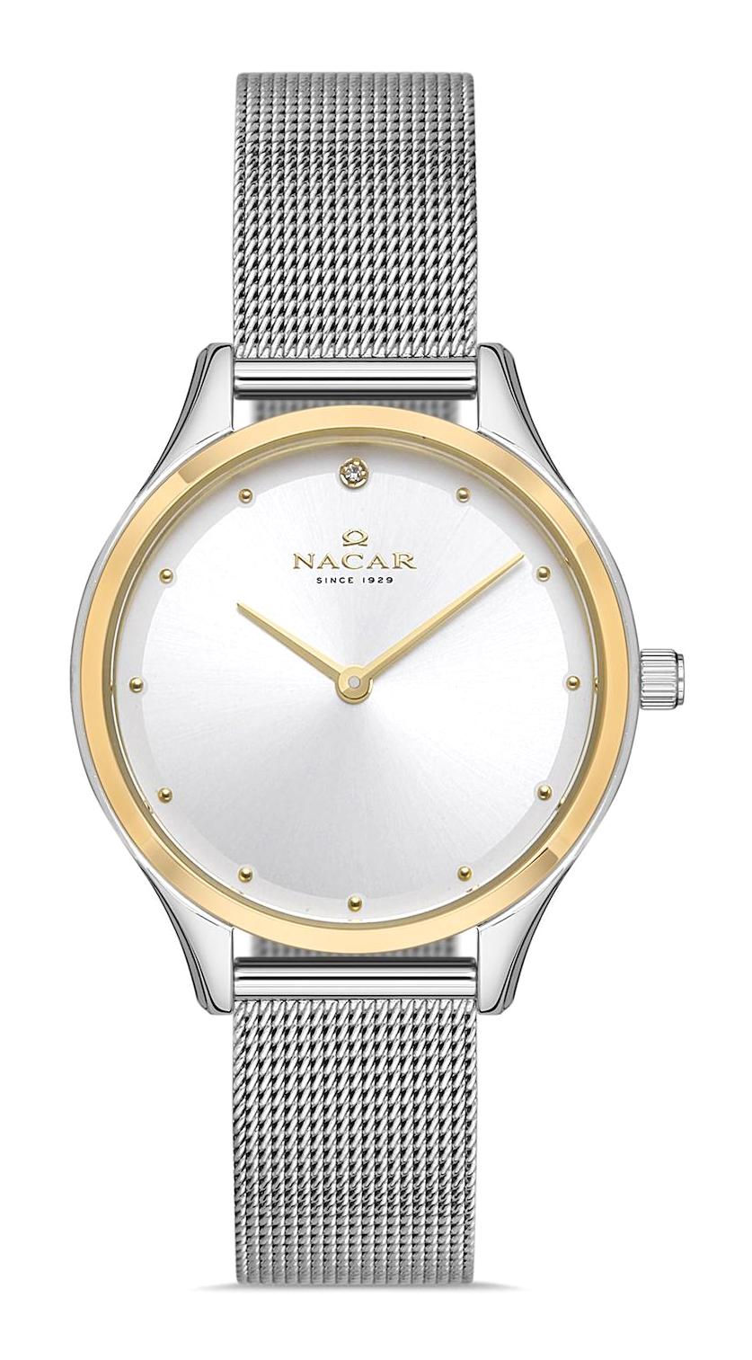 Nacar NC17-3920551-CSM 32 mm Gri Hasır Kordon Analog Kadın Kol Saati