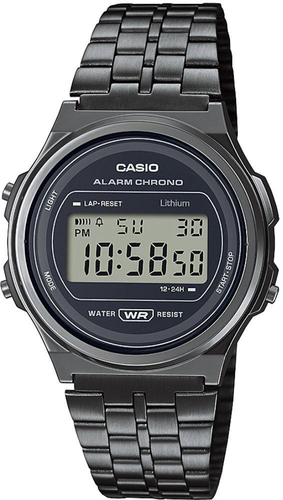 Casio A171WEGG-1ADF Takvimli 36 mm Siyah Çelik Kordon Dijital Kadın Kol Saati