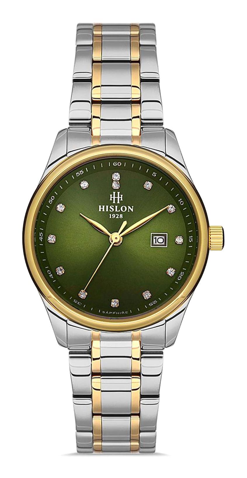 Hislon QL113T-15SG 29 mm Altın-Gri Çelik Kordon Analog Kadın Kol Saati