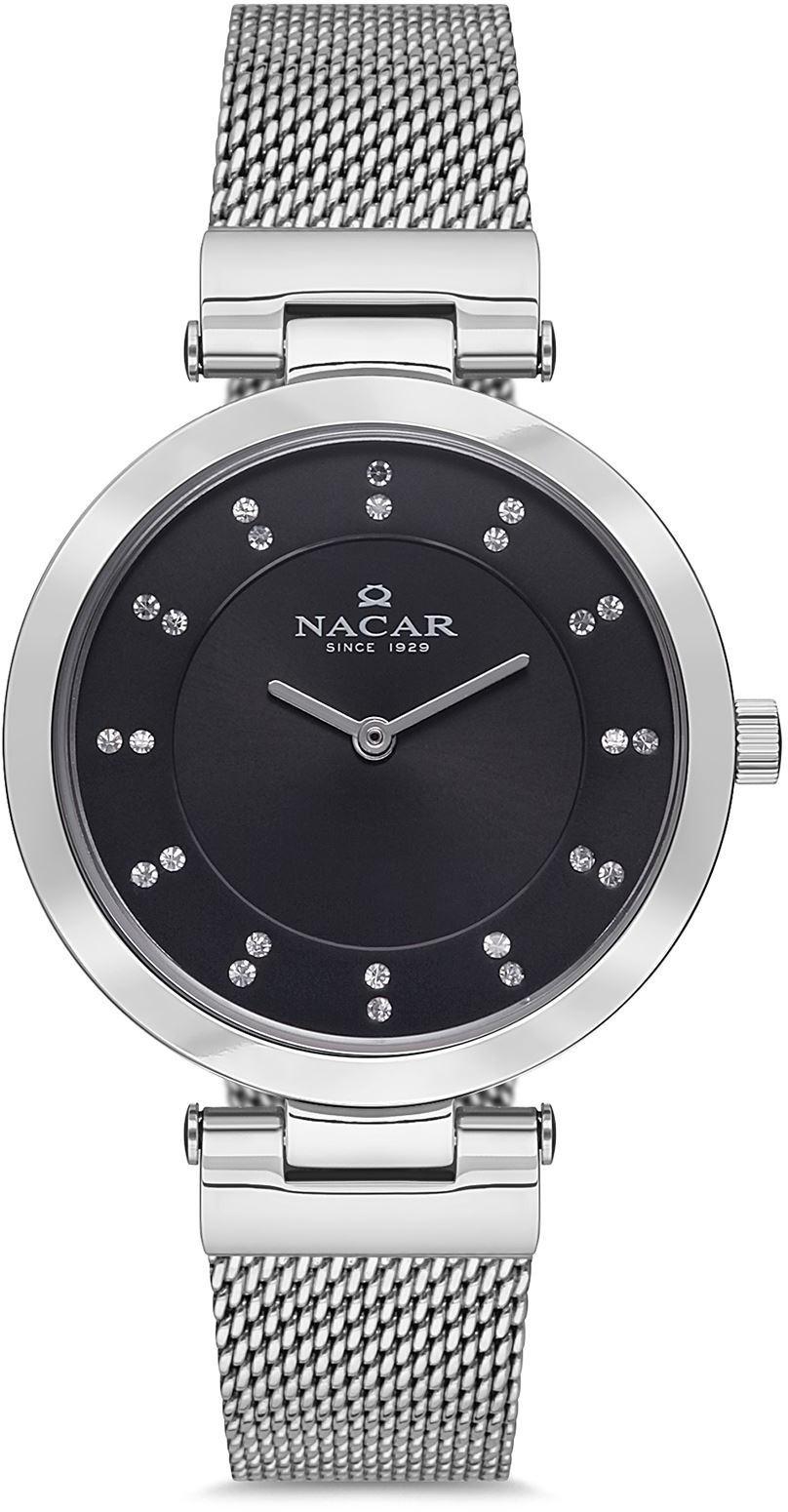 Nacar 36-390023-ABM 34 mm Gri Hasır Kordon Analog Kadın Kol Saati