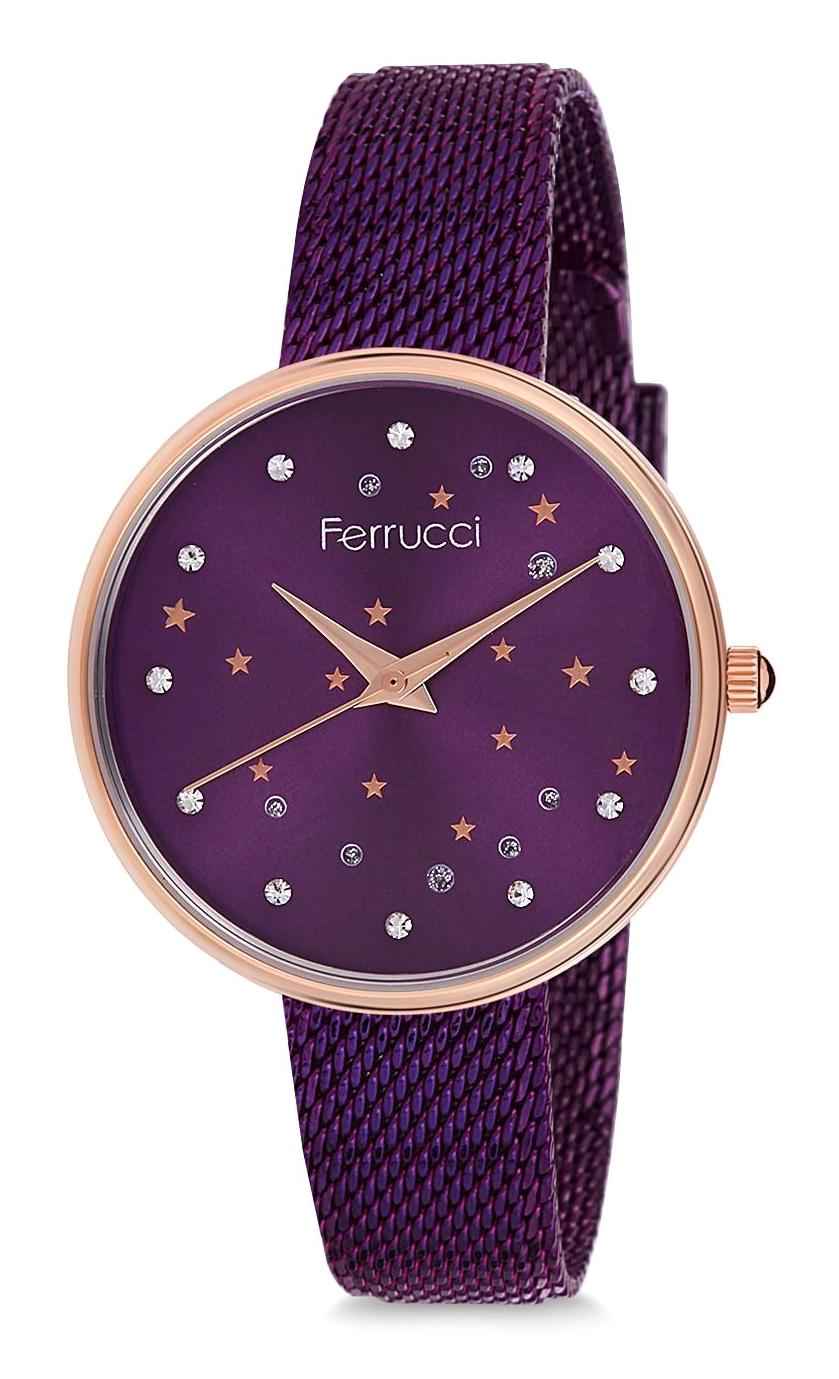 Ferrucci 9FM2193 38 mm Mor Çelik-Hasır Kordon Analog Kadın Kol Saati