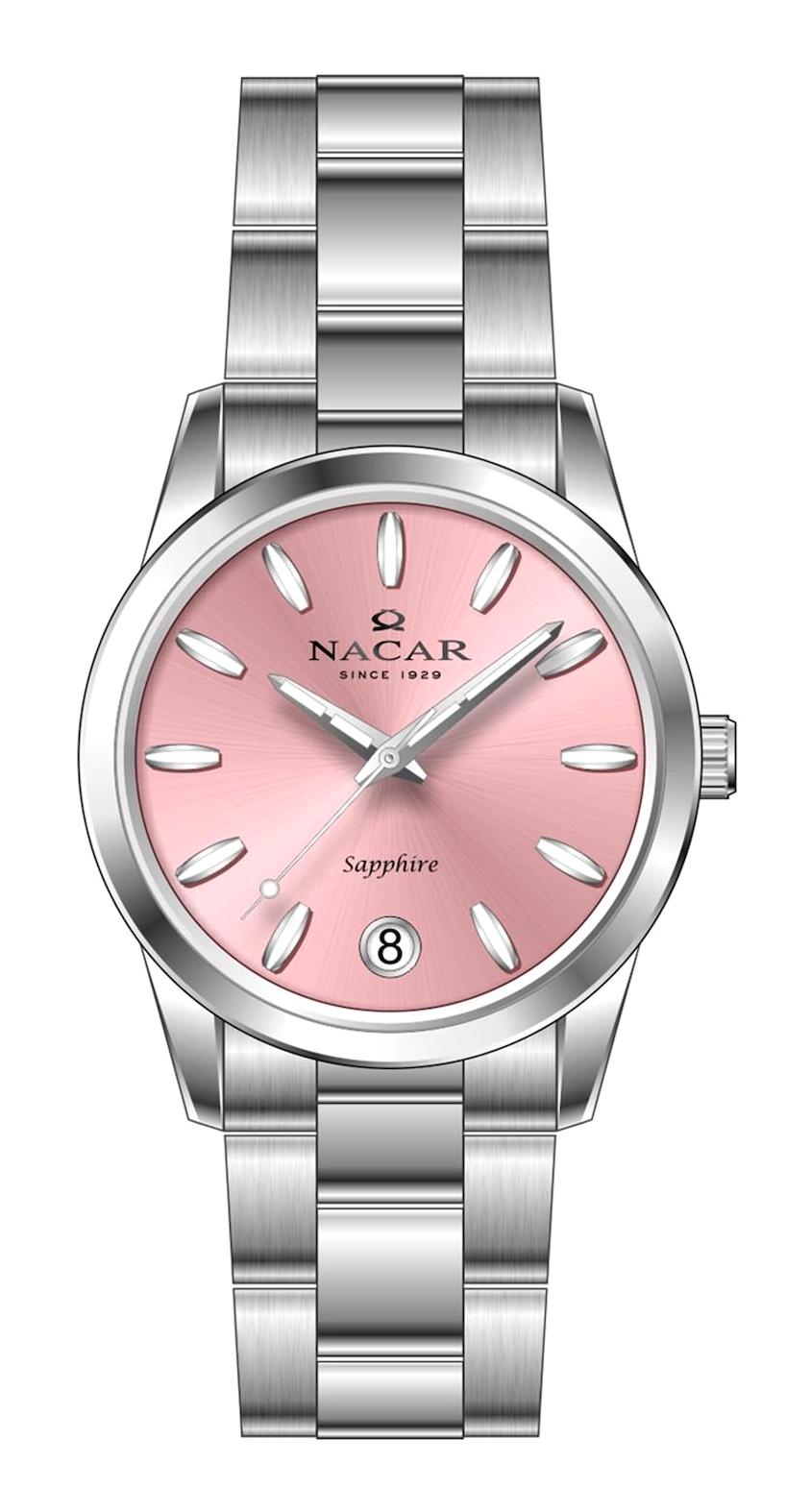 Nacar NC34-39B639-ARM Takvimli 30 mm Gri Metal Kordon Analog Kadın Kol Saati