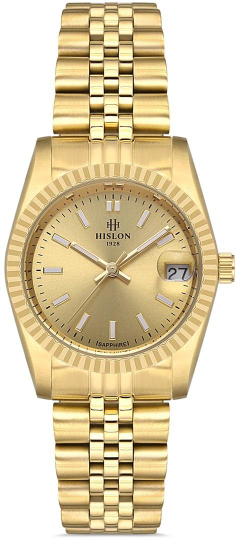 Hislon QL124G-08SG Takvimli 31 mm Altın Çelik Kordon Analog Kadın Kol Saati