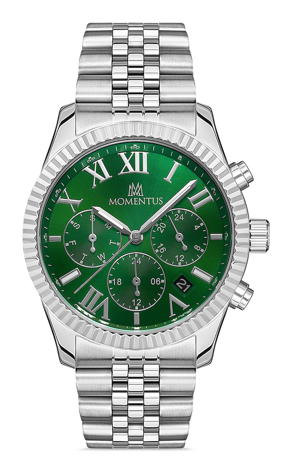 Momentus CW128S-15SS Takvimli 38 mm Gri Çelik Kordon Analog Kadın Kol Saati