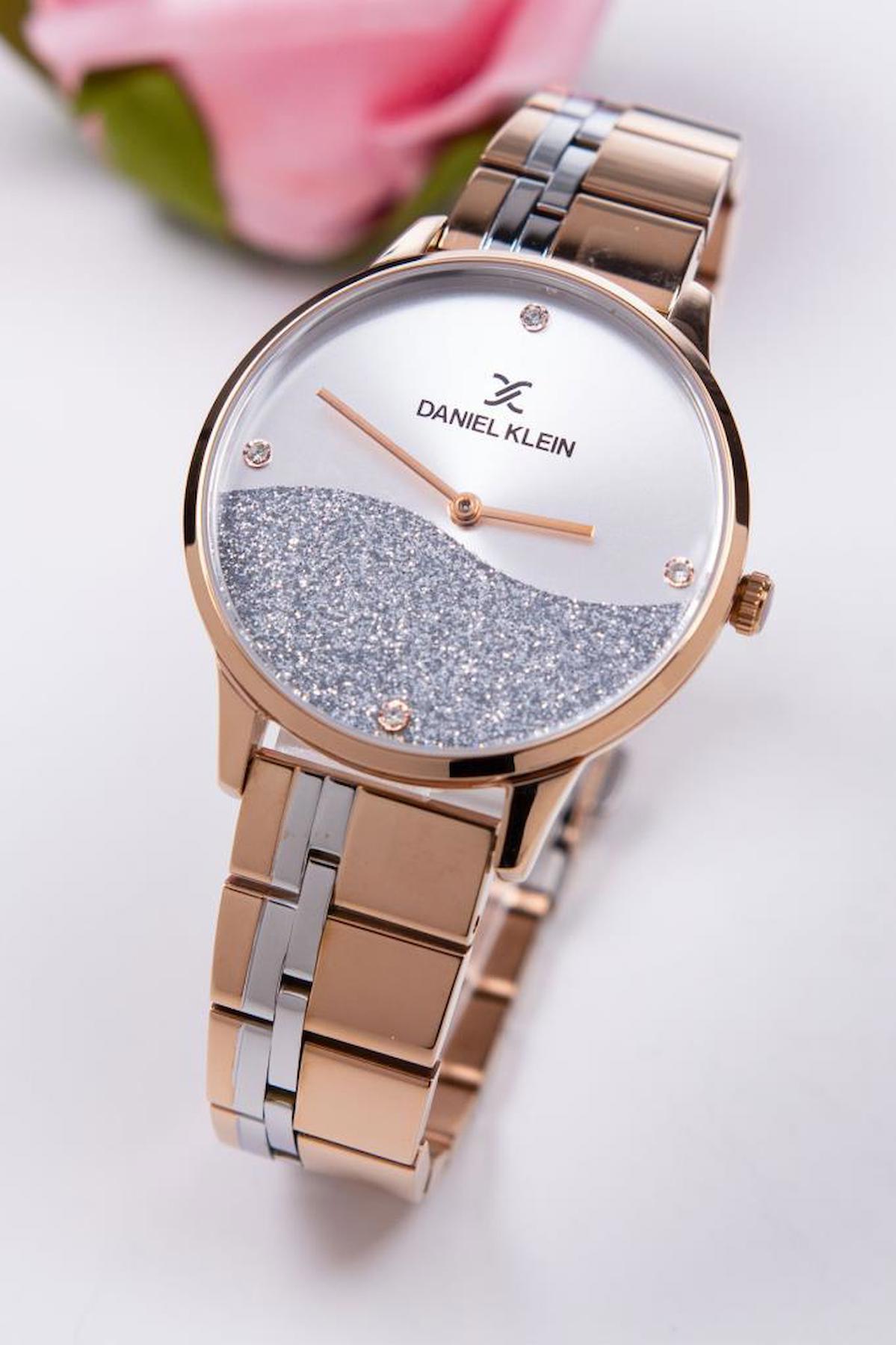 Daniel Klein LK12796-2 34 mm Gri-Rose Gold Metal Kordon Analog Kadın Kol Saati