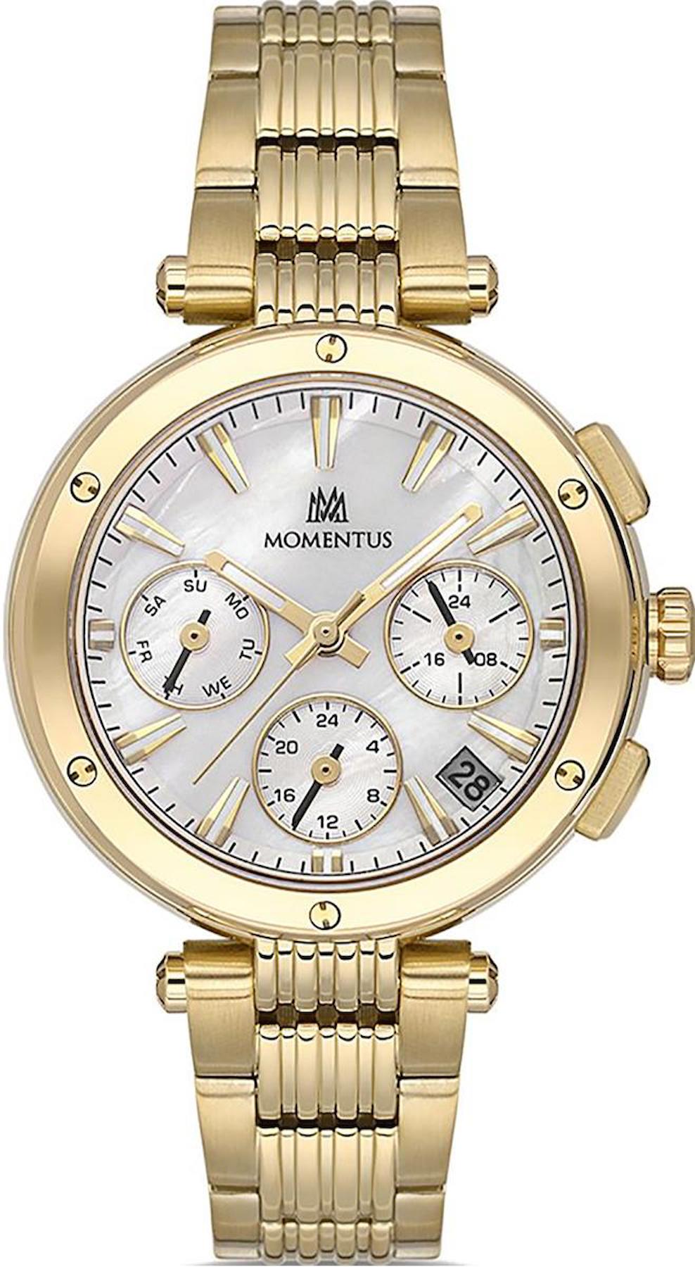 Momentus CS263G-09SG Takvimli 36 mm Altın Çelik Kordon Analog Kadın Kol Saati