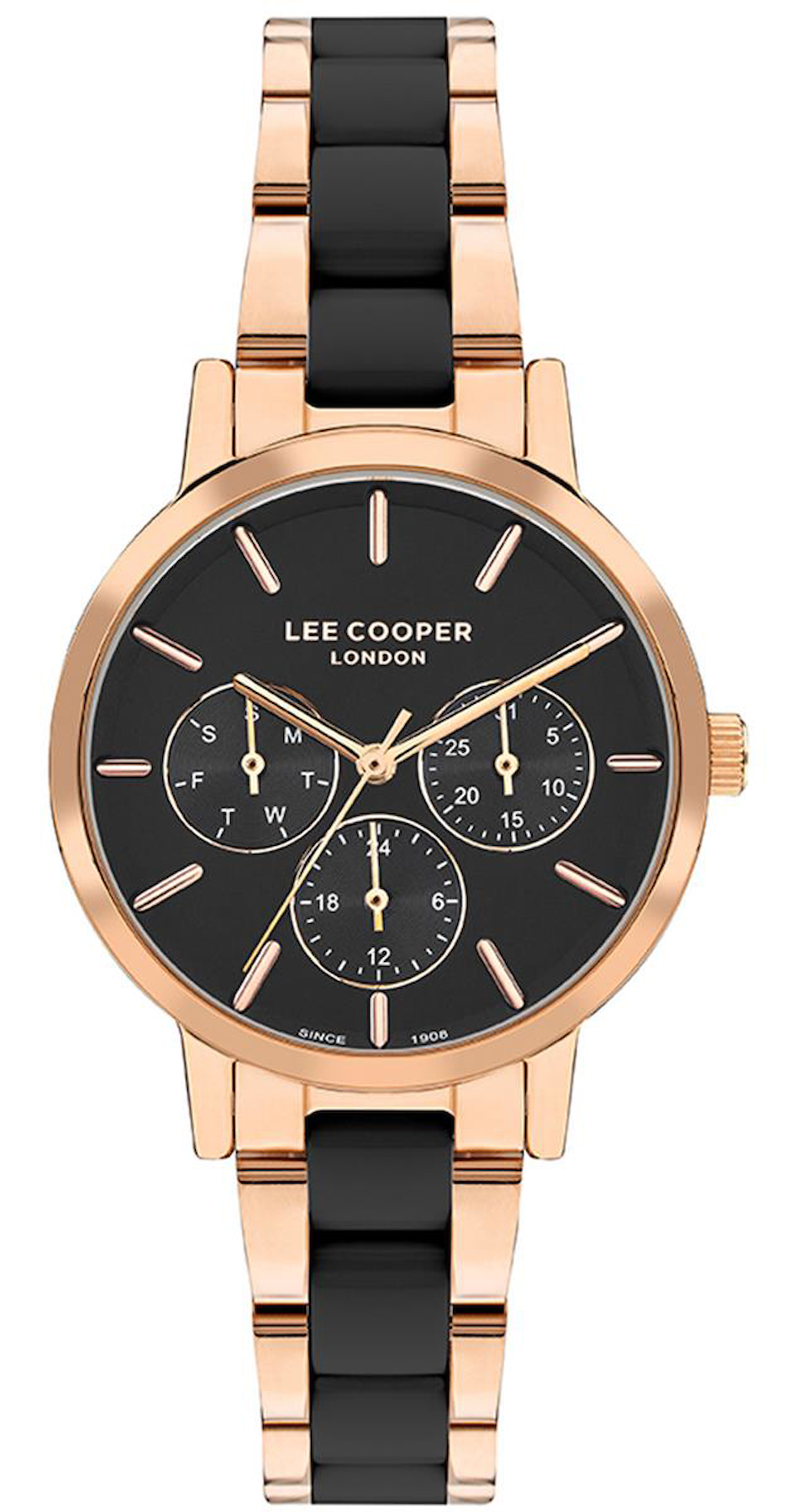Lee Cooper LC07929.450 Takvimli 40 mm Siyah Metal Kordon Analog Kadın Kol Saati