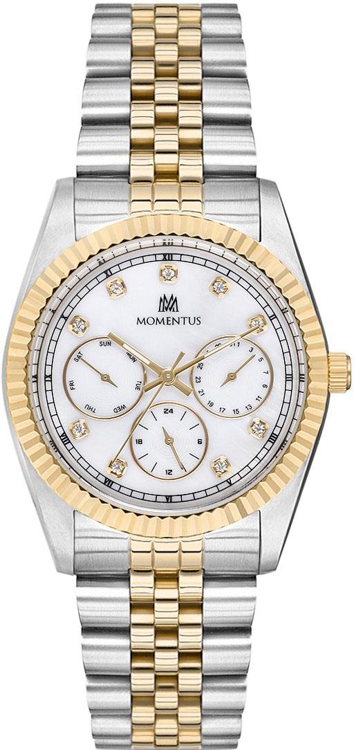 Momentus SW130T-02SG Takvimli 36 mm Altın-Gri Çelik Kordon Analog Kadın Kol Saati