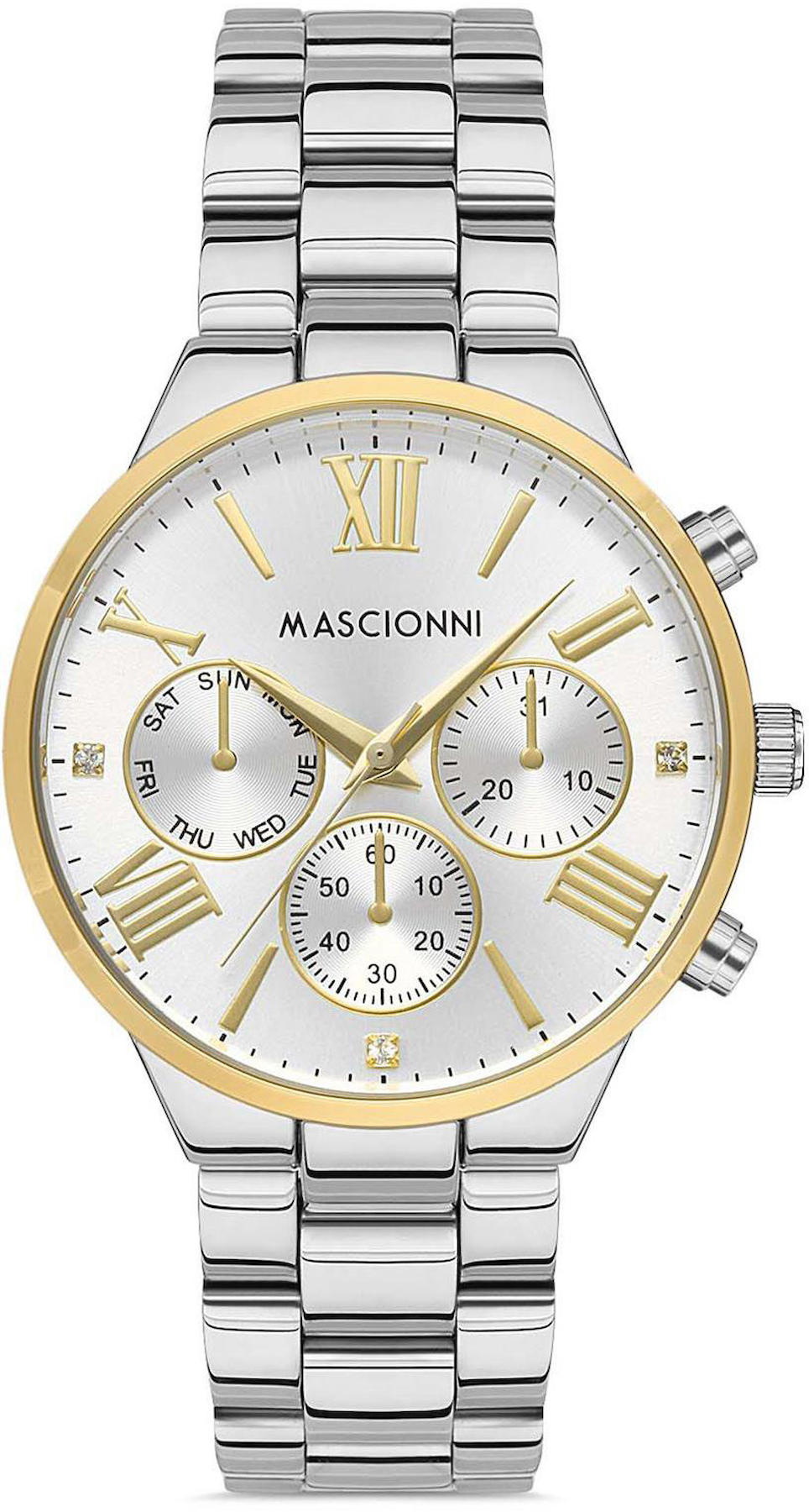 Mascionni M.1.1112A.02 Takvimli 36 mm Gri Çelik Kordon Analog Kadın Kol Saati