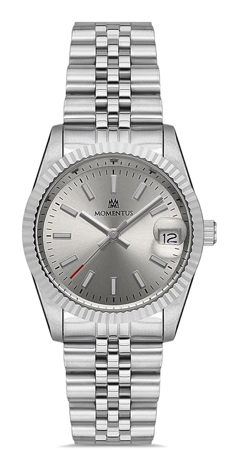 Momentus CW132S-03SS Takvimli 31 mm Gri Çelik Kordon Analog Kadın Kol Saati