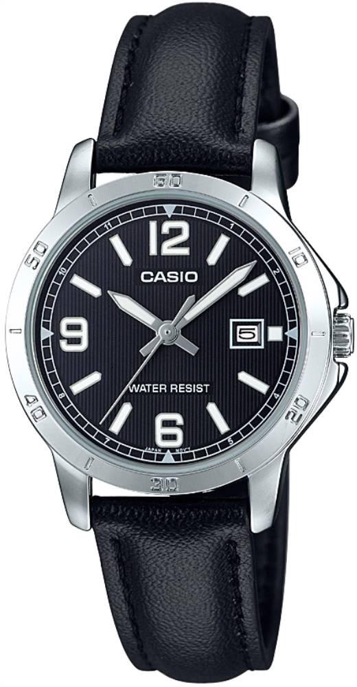 Casio LTP-V004L-1BUDF Takvimli 30 mm Siyah Deri Kordon Analog Kadın Kol Saati