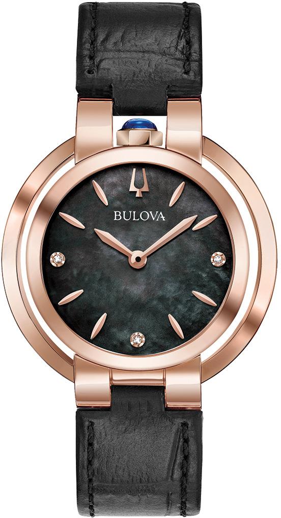 Bulova 97P139 35 mm Siyah Deri Kordon Analog Kadın Kol Saati