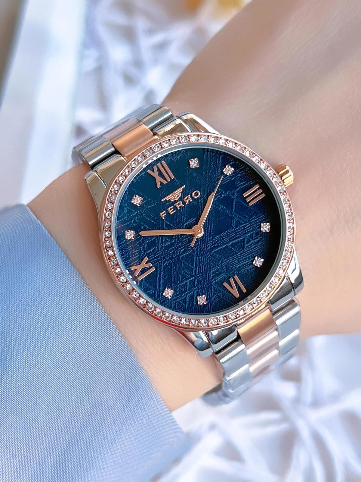Ferro BFL21286-E3 36 mm Gri-Rose Gold Çelik Kordon Analog Kadın Kol Saati