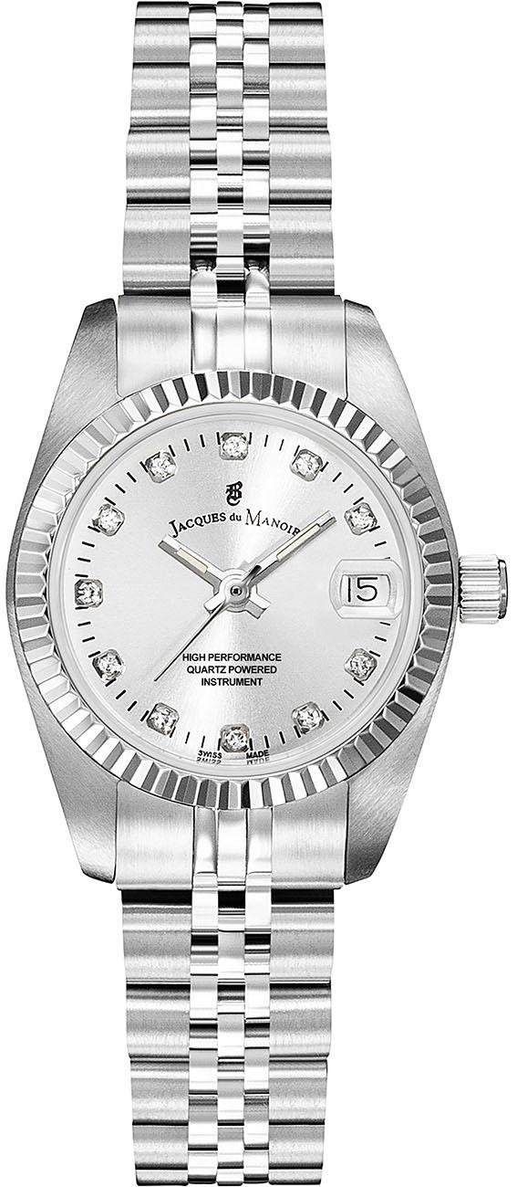 Jacques Du Manoir NRO.02 Takvimli 26 mm Gri Çelik Kordon Analog Kadın Kol Saati