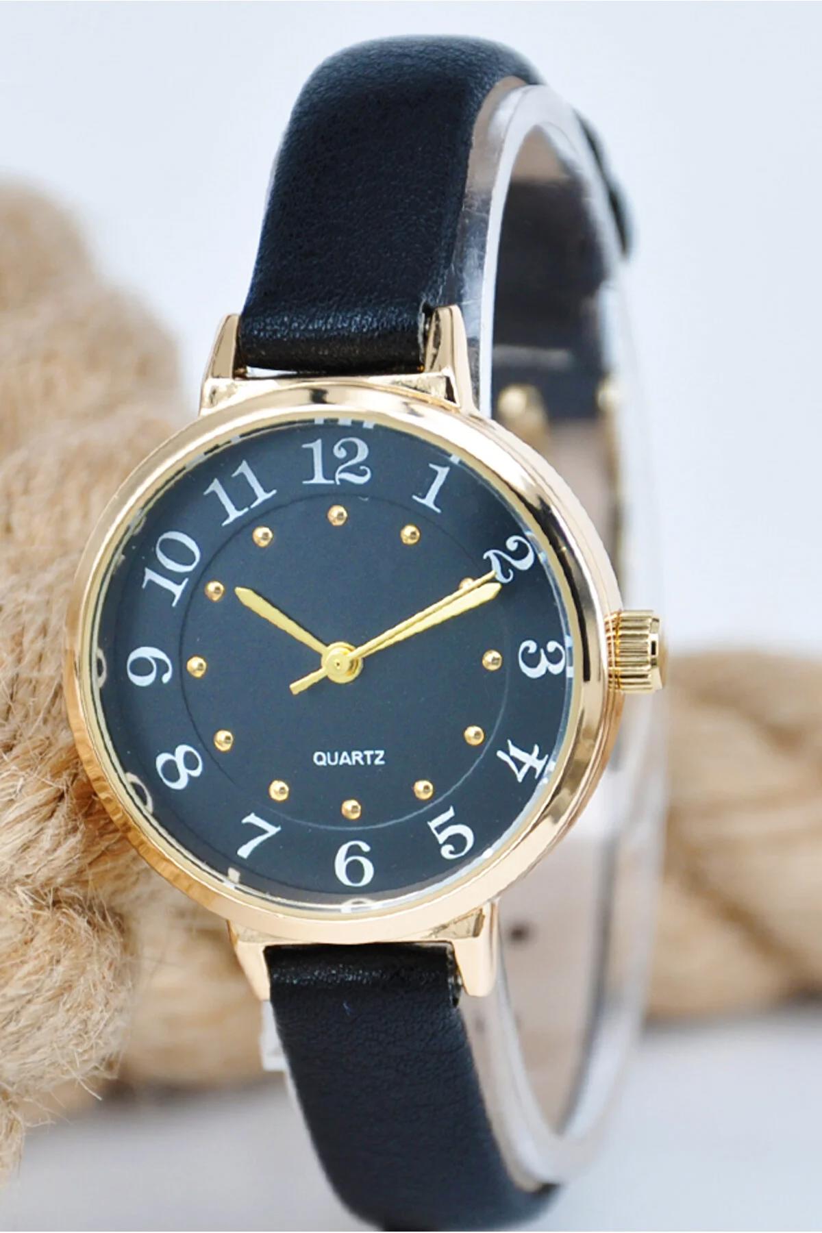 Sonsuzsaat SU-887 30 mm Siyah Deri Kordon Analog Kadın Kol Saati