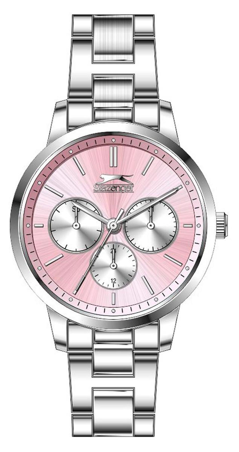 Slazenger SL.09.1869.4.05 Takvimli 36 mm Gri Metal Kordon Analog Kadın Kol Saati