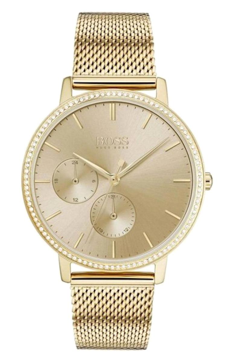 Hugo Boss HB1502520 Takvimli 35 mm Altın Çelik Kordon Analog Kadın Kol Saati