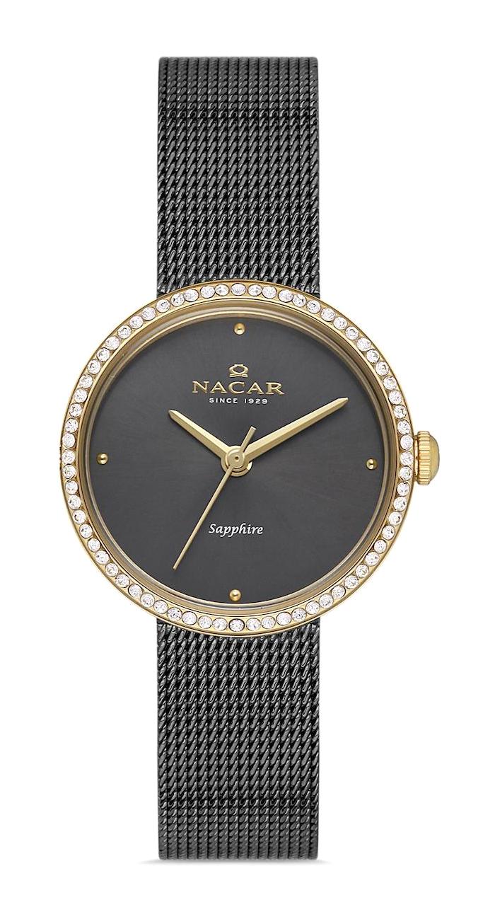 Nacar NC17-3920594-GGMS 26 mm Siyah Hasır Kordon Analog Kadın Kol Saati