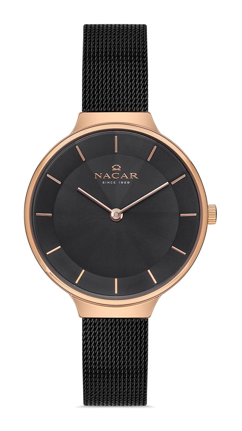 Nacar NC17-3920549-RBM 32 mm Siyah Hasır Kordon Analog Kadın Kol Saati