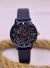 Melisa Hediyelik MLS-1059 38 mm Lacivert Deri Kordon Analog Kadın Kol Saati