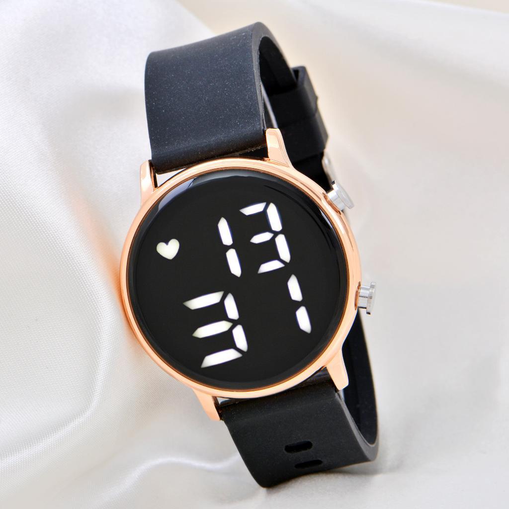 Saattino ST-304171 41 mm Siyah Silikon Kordon Dijital Kadın Kol Saati
