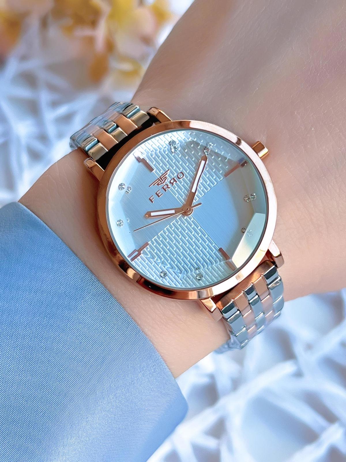 Ferro BFL2125-E 36 mm Gri-Rose Gold Çelik Kordon Analog Kadın Kol Saati