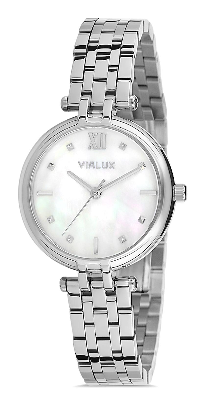 Vialux LJ478S-09SS 40 mm Gri Çelik Kordon Analog Kadın Kol Saati
