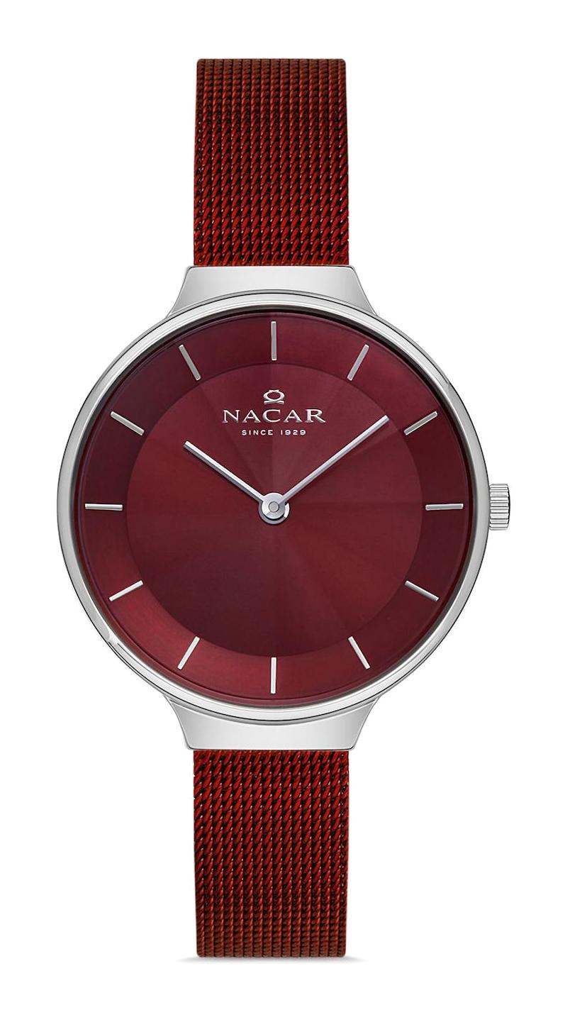 Nacar NC17-3920549-ARM 32 mm Bordo Hasır Kordon Analog Kadın Kol Saati