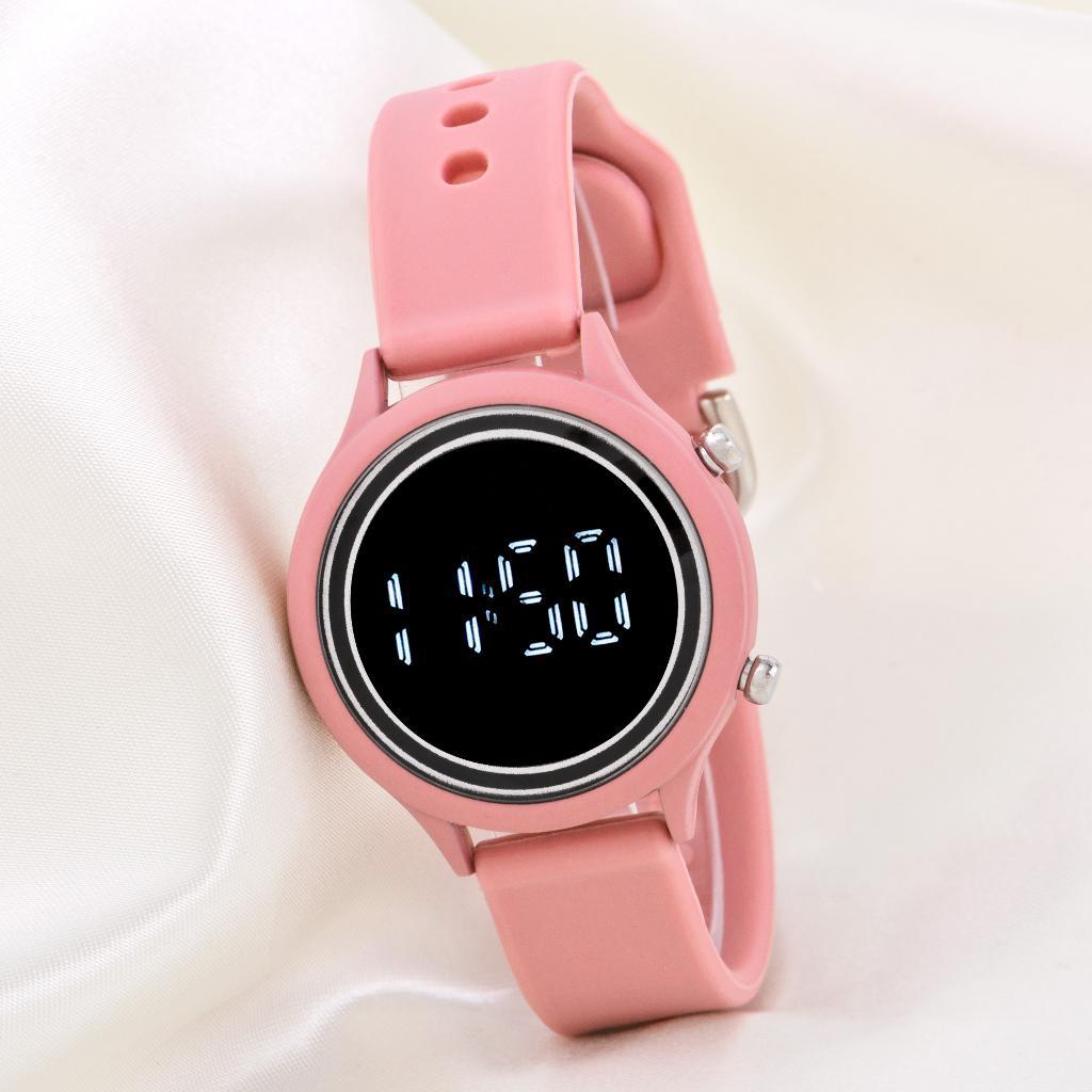 Saattino ST-304168 37 mm Pembe Silikon Kordon Dijital Kadın Kol Saati
