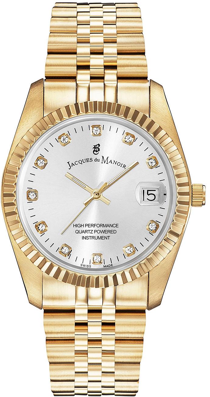 Jacques Du Manoir NRO.11 Takvimli 36 mm Altın Çelik Kordon Analog Kadın Kol Saati