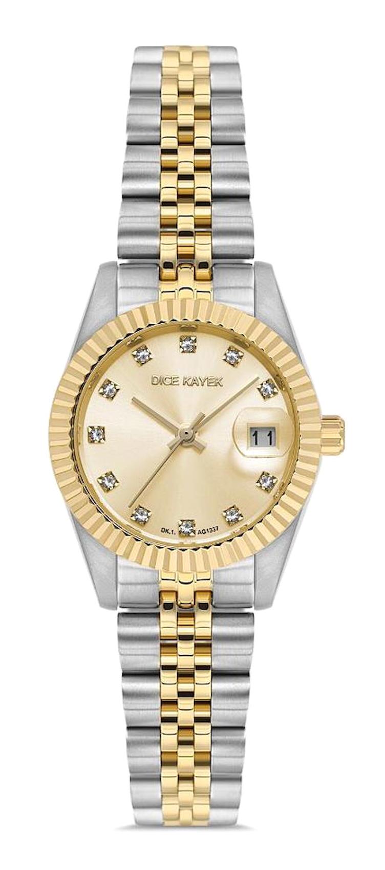 Dice Kayek DK.1.AG1337.04 26 mm Altın-Gri Çelik Kordon Analog Kadın Kol Saati