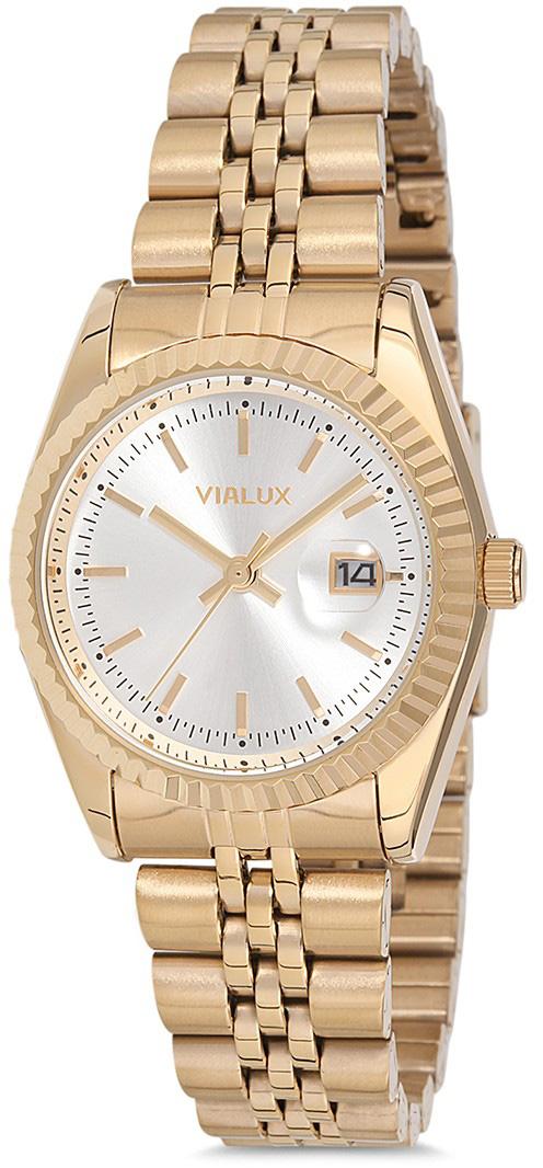 Vialux LJ570G-02SG Takvimli 31 mm Altın Çelik Kordon Analog Kadın Kol Saati