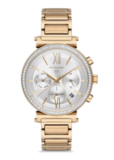Pacomarine PM.51202.01 Takvimli 38 mm Altın Çelik Kordon Analog Kadın Kol Saati