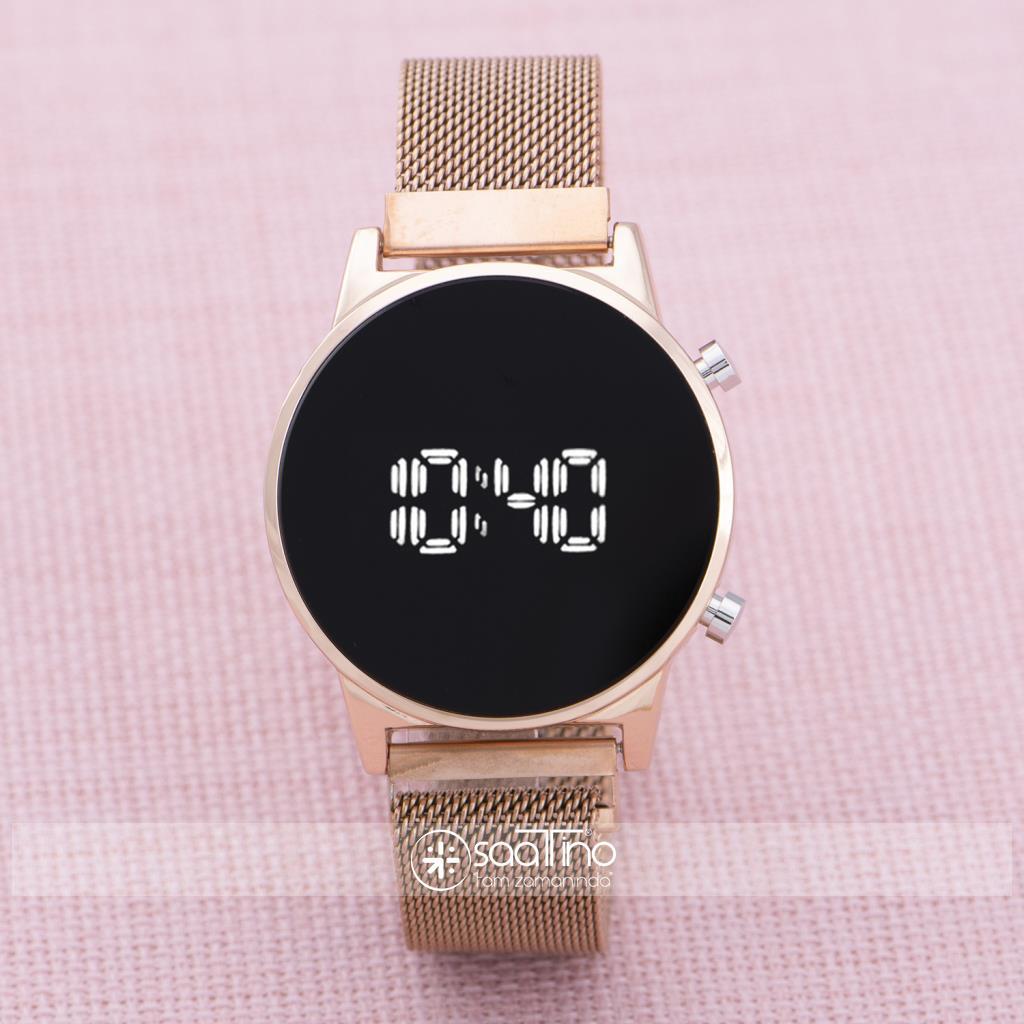 Saattino ST-303874 41 mm Rose Gold Hasır Kordon Dijital Kadın Kol Saati