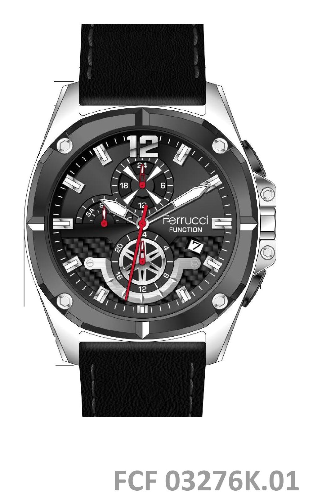 Ferrucci FRC.FT.1.278 Takvimli 31-35 mm Siyah Çelik Kordon Analog Erkek Kol Saati