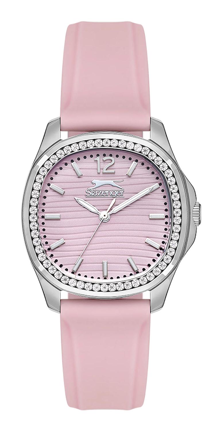 Slazenger SL.09.1812.2.09 28 mm Pembe Silikon Kordon Analog Kadın Kol Saati