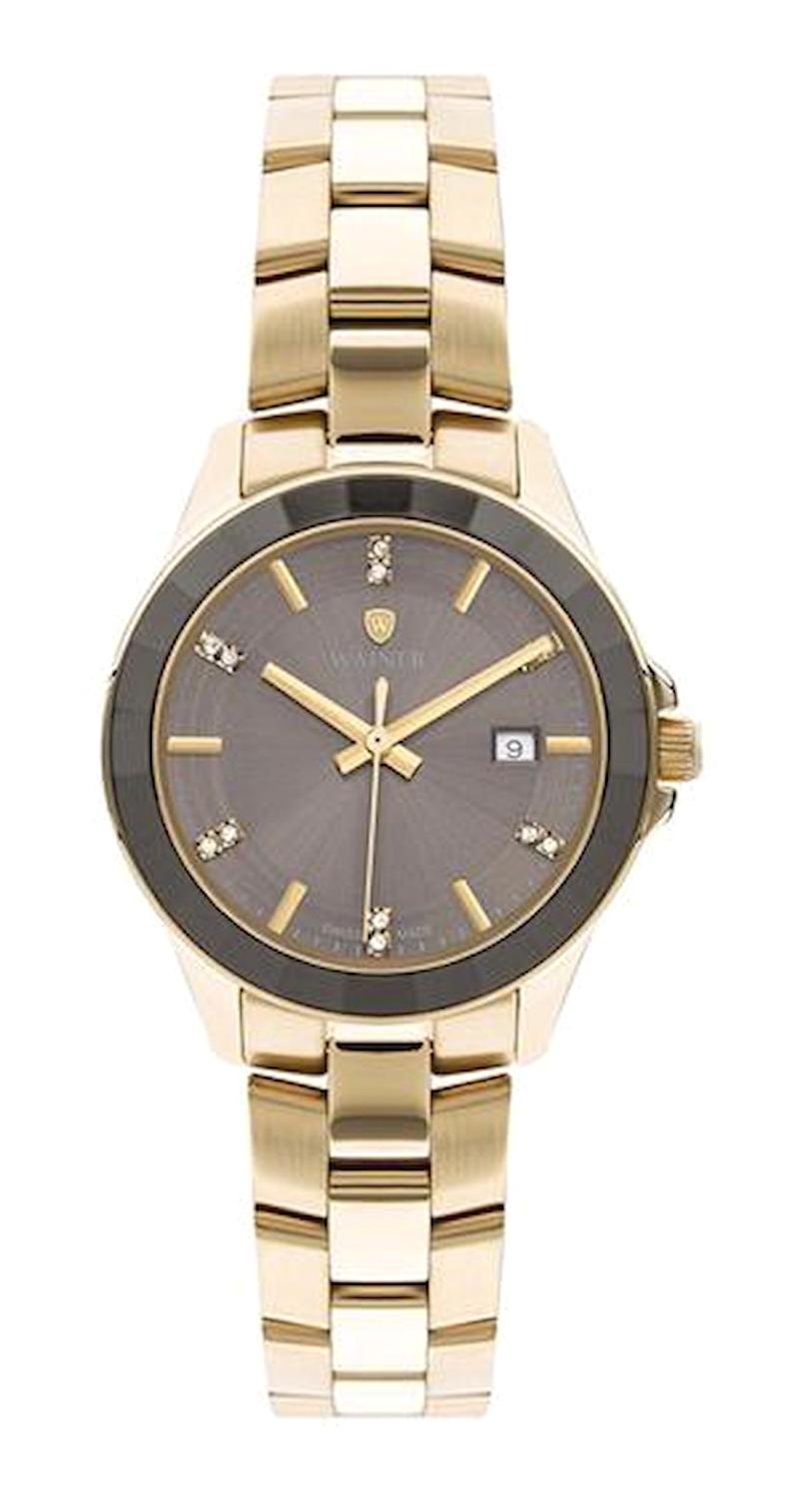 Wainer WA.18020-E Takvimli 33 mm Altın Çelik Kordon Analog Kadın Kol Saati