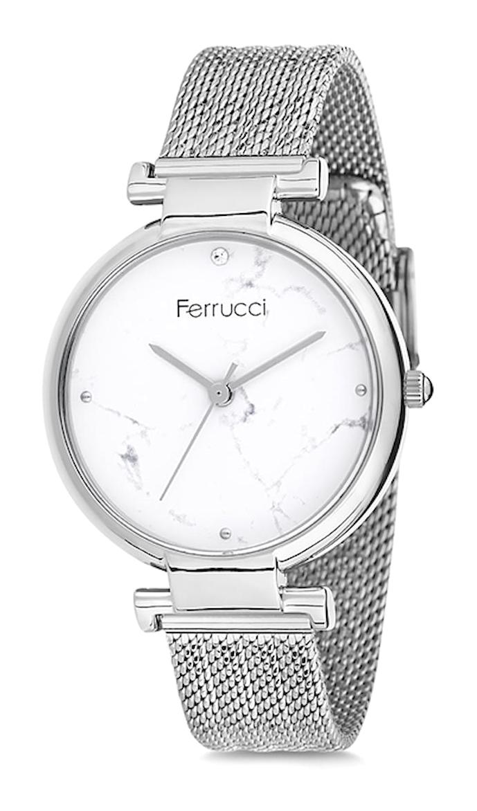 Ferrucci FC.12750H.01 36 mm Gri Çelik-Hasır Kordon Analog Kadın Kol Saati