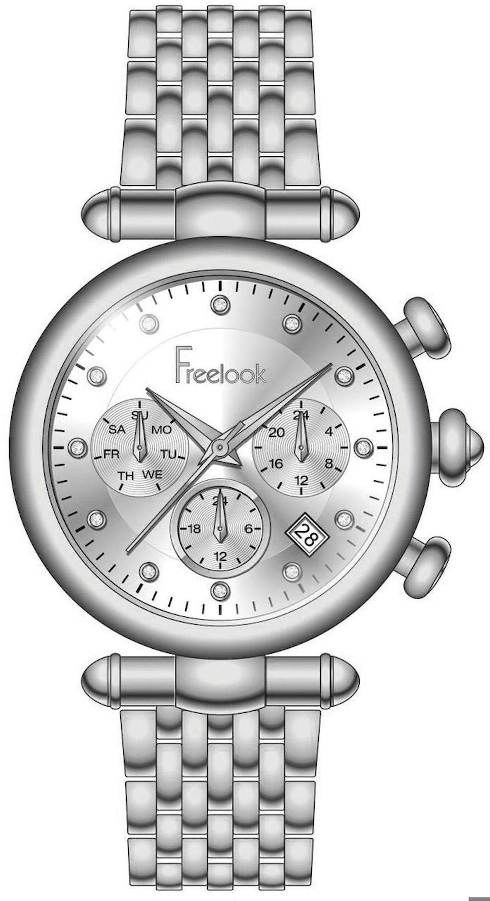 Freelook F.8.1080.01 36 mm Gri Çelik Kordon Analog Kadın Kol Saati