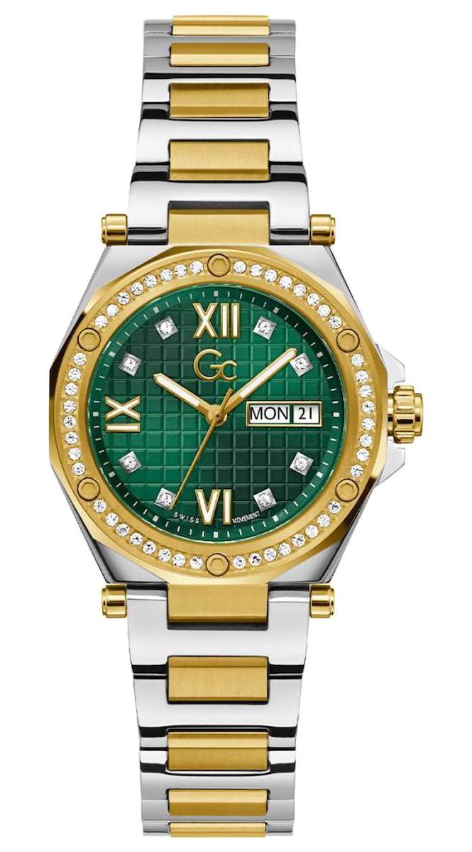 Guess GCZ20004L9MF Takvimli 34 mm Altın-Gri Çelik Kordon Analog Kadın Kol Saati