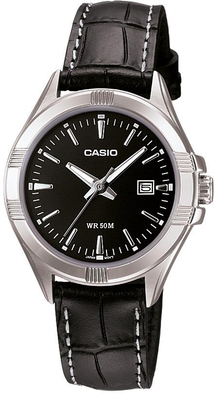 Casio LTP-1308L-1AVDF Takvimli 31.2 mm Siyah Deri Kordon Analog Kadın Kol Saati