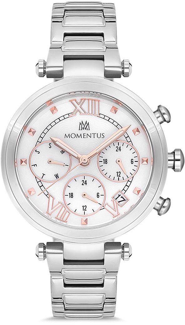 Momentus CS378S-02SR Takvimli 36 mm Gri Çelik Kordon Analog Kadın Kol Saati