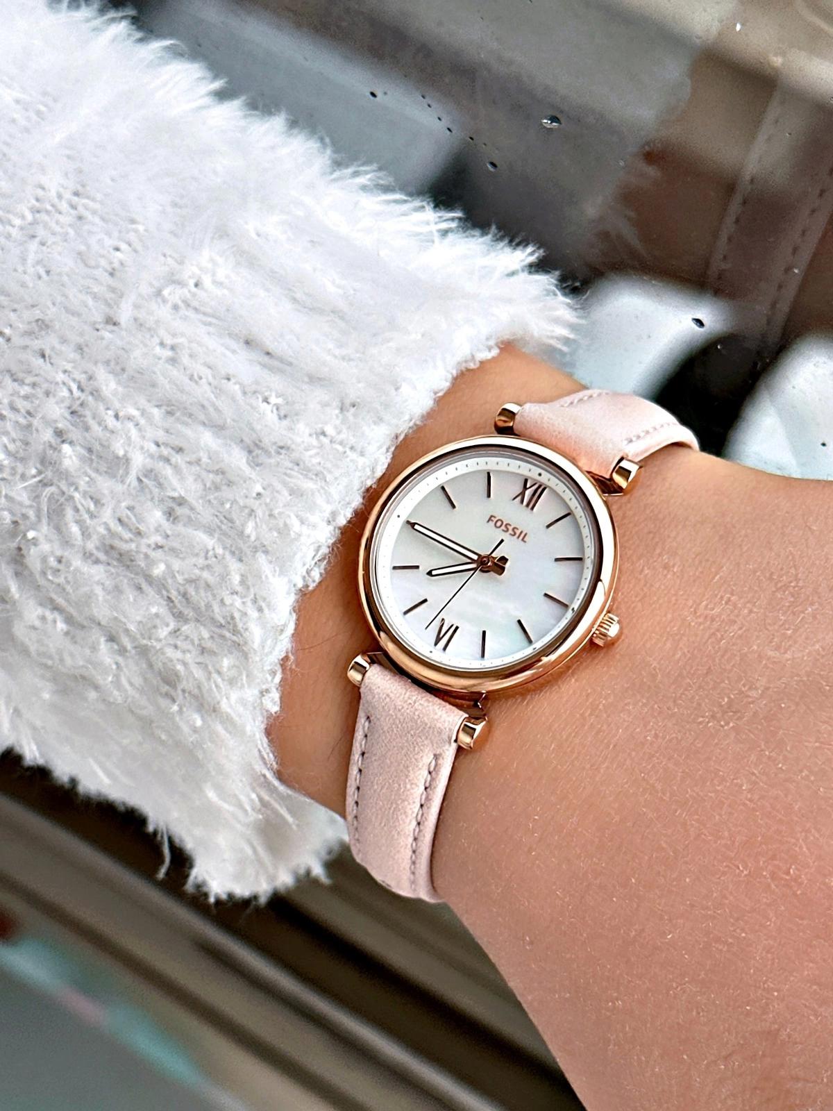 Fossil FES4699 34 mm Pembe Deri Kordon Analog Kadın Kol Saati
