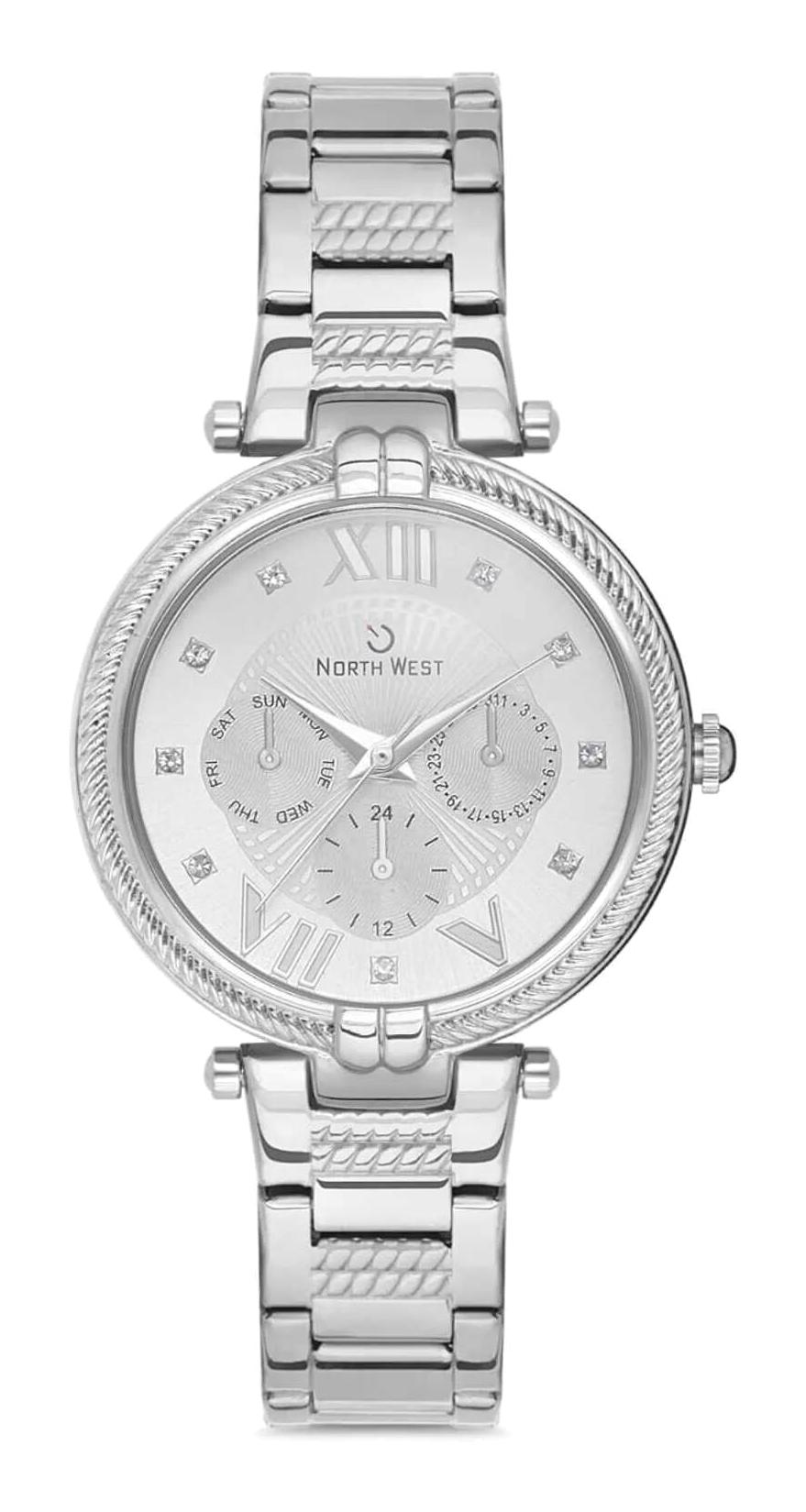 Northwest NRWM004701 Takvimli 36-40 mm Gri Metal Kordon Analog Kadın Kol Saati