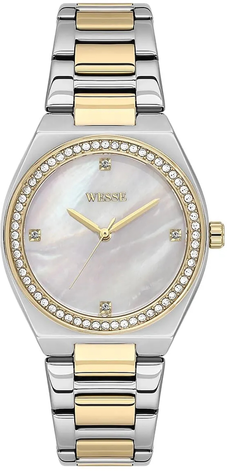Wesse WWL112002 34 mm Altın-Gri Çelik Kordon Analog Kadın Kol Saati