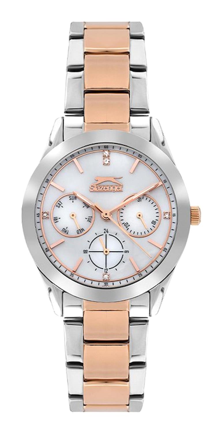 Slazenger SL.09.2032.4.05 Takvimli 35 mm Gri-Rose Gold Metal Kordon Analog Kadın Kol Saati