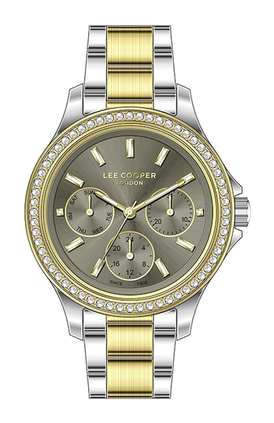 Lee Cooper LC07512.260-NM Takvimli 36 mm Altın-Gri Metal Kordon Analog Kadın Kol Saati