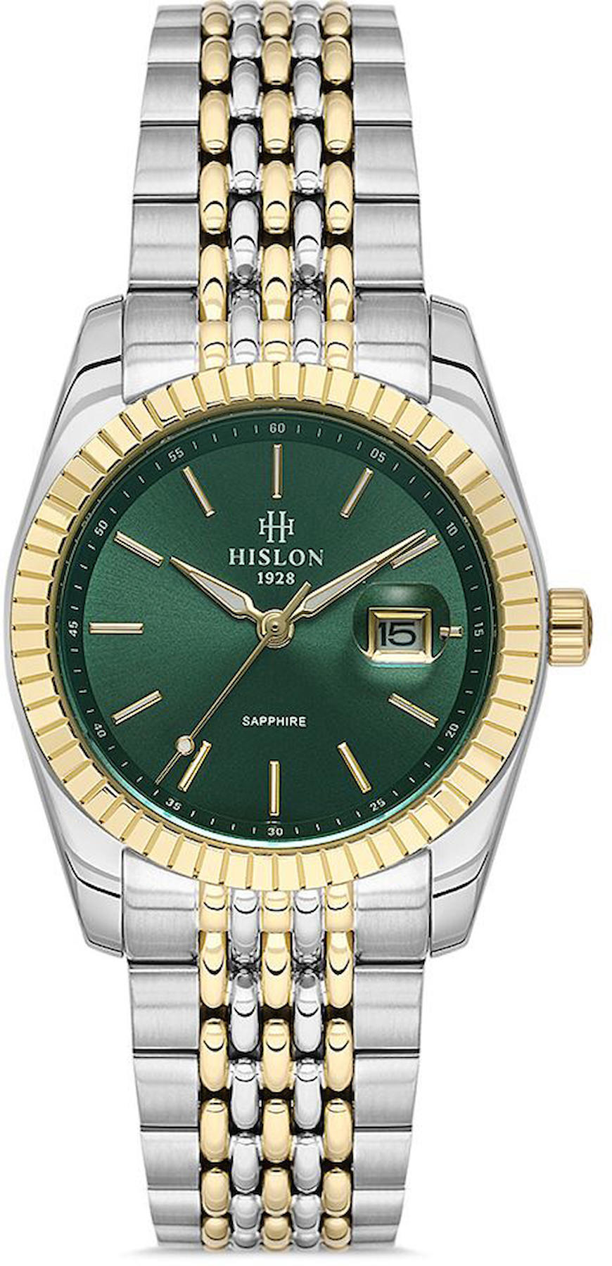 Hislon QL145T-15SG Takvimli 31 mm Altın-Gri Çelik Kordon Analog Kadın Kol Saati